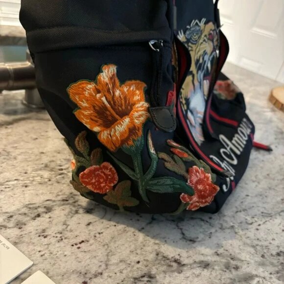 GUCCI Sherry Line LAveugle Par Amour Techno Backpack 429037 Black Canvas T00O - Picture 3 of 7